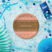 Carton Assiettes de fête en points de confettis rose pêch (Fête)