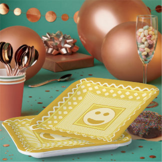 Carton Assiettes de fête Smile Tile en jaune