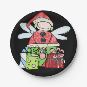 Carton Assiettes en carton, Ange de Noël Santa noir