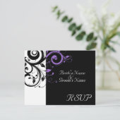 Carton +Blanc Tourbillon Violet Mariage Réponse RS (Debout devant)