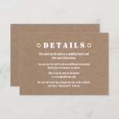 Carton coeur or détails mariage insérer carte (Devant / Derrière)