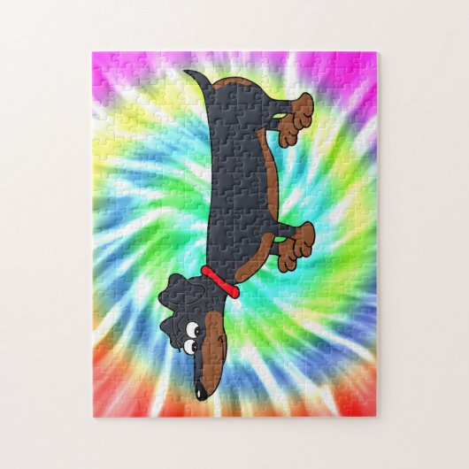 Carton Dachshund Chien Tie Tee Design Puzzle (Vertical)