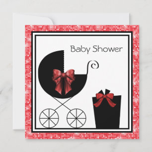Carton de cadeau rouge et noir Invitations pour Ba