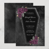 Carton de cercueil avec des roses Invitation de ma (Devant / Derrière)