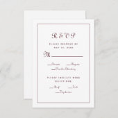 Carton de choix de menu de mariage élégant Bourgog (Devant / Derrière)