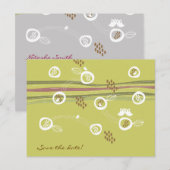 Carton de faire-part de la famille des hiboux rétr (Devant / Derrière)