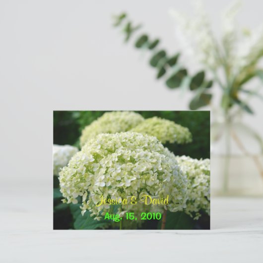 Carton de faire-part de mariage Hydrangea Blanche (Debout devant)