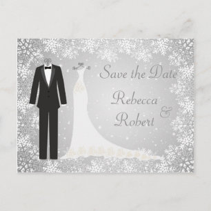 Carton de faire-part de mariage Smoking, Robe, Flo