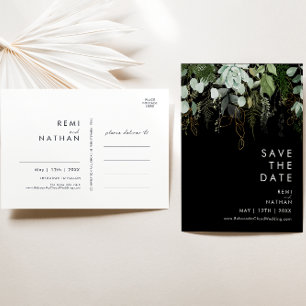 Carton de Faire-Part de Mariage Vert et Or Noir