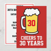 Carton de invitation pour 30 ans de bière (Devant / Derrière)
