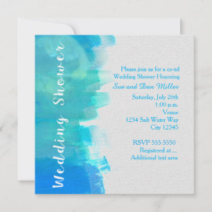 CARTON DE MARIAGE Aquarelle Invitation Bleue Tropi