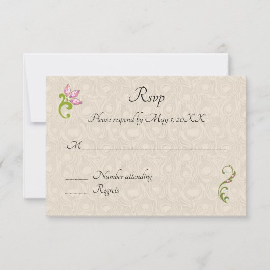 Carton de mariage indien hindou paon RSVP (Devant)