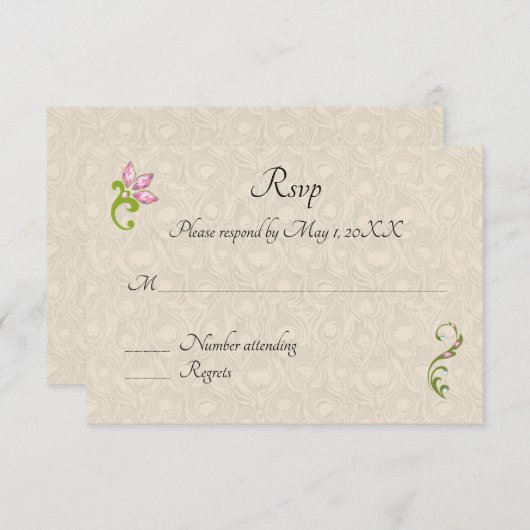 Carton de mariage indien hindou paon RSVP (Devant / Derrière)