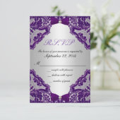 Carton de mariage violet et argent RSVP (Debout devant)