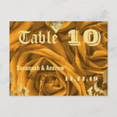 Carton de numéro de table Cœurs d'or Roses et Papi (Dos)