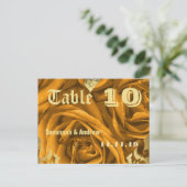 Carton de numéro de table Cœurs d'or Roses et Papi (Debout devant)