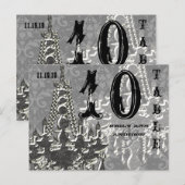 Carton de numéro de table Playbill Argent Lustre (Devant / Derrière)