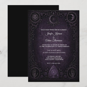 Carton de Oui-ja violet Invitation de mariage goth