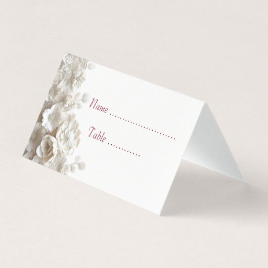 Carton de placement élégant 3D blanc floral bordea (Front)