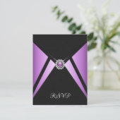 Carton de réponse à une invitation de fête violet  (Debout devant)