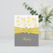 Carton de réponse Cœurs unis Jaune, Gris, Blanc (Debout devant)
