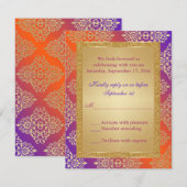 Carton de réponse Damassé, Paillettes Or FAUX Oran (Devant / Derrière)