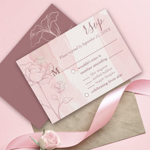 Carton de réponse de mariage à l'aquarelle et à la