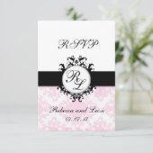 Carton de réponse de mariage à l'initiale chic ros (Debout devant)