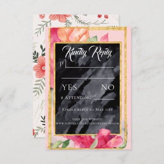 Carton de réponse de mariage à tableau noir avec c (Devant / Derrière)