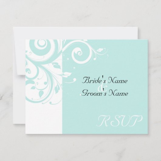 Carton de réponse de mariage Aqua Reverse Swirl (Devant)