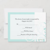 Carton de réponse de mariage Aqua Reverse Swirl (Dos)