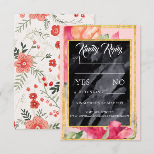 Carton de réponse de mariage au tableau noir aux p