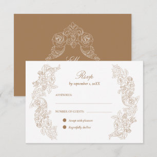 Carton de réponse de mariage aux ornements romanti
