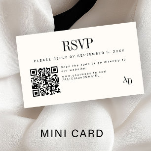Carton de réponse de mariage avec code QR encart i