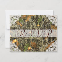 Carton de réponse de mariage Camo et dentelle blan