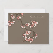 Carton de réponse de mariage chinois aux fleurs de (Dos)