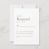 Carton de réponse de mariage en blanc or botanique (Devant)