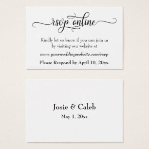 Carton de réponse de mariage en ligne Insert Black
