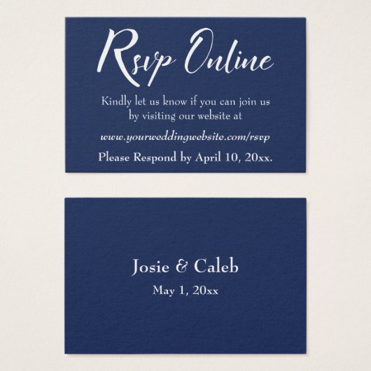 Carton de réponse de mariage en ligne Insert blanc (Devant & derrière)