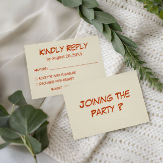 Carton de réponse de mariage en typographie manusc