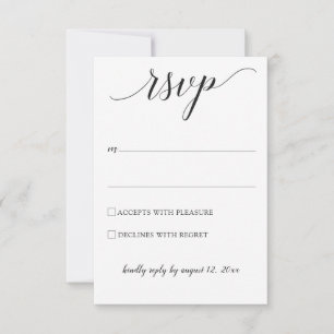 Carton de réponse de mariage en typographie (Noir)