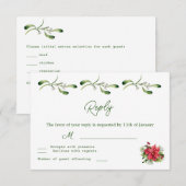 Carton de réponse de mariage Feuillage de Poinsett (Devant / Derrière)