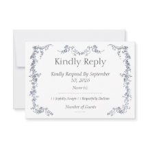 Carton de réponse de mariage floral vintage bleu p