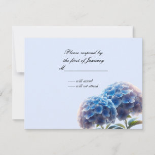 Carton de réponse de mariage Hydrangea Bleu Élégan
