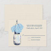 Carton de réponse de mariage Hydrangea & Mason Jar (Devant / Derrière)