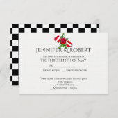 Carton de réponse de mariage Rockabilly Hearts et (Devant / Derrière)