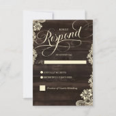 Carton de réponse de mariage rustique Bois foncé e (Devant)