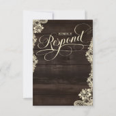 Carton de réponse de mariage rustique Bois foncé e (Dos)
