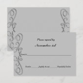 Carton de réponse de mariage Silver Swirls ou invi (Devant / Derrière)