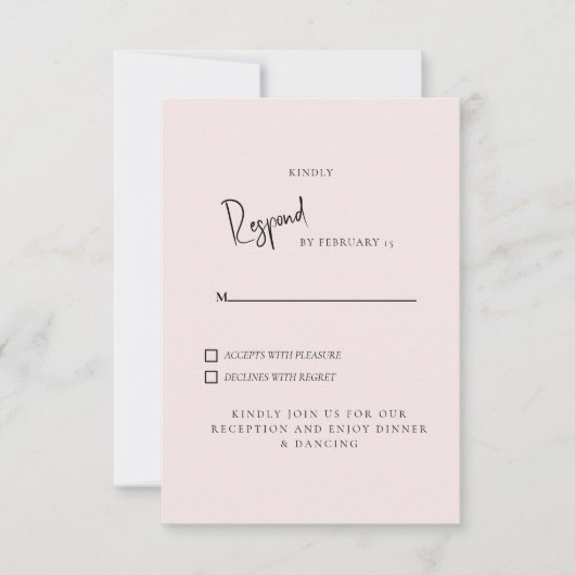 Carton de réponse de mariage Simple Light Blush (Devant)